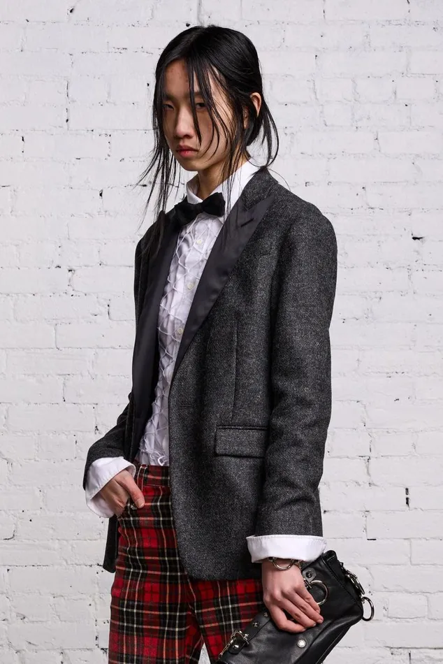SHRUNKEN BLAZER 8211 CHARCOAL AND SATIN Women R13 Jackets and Coats