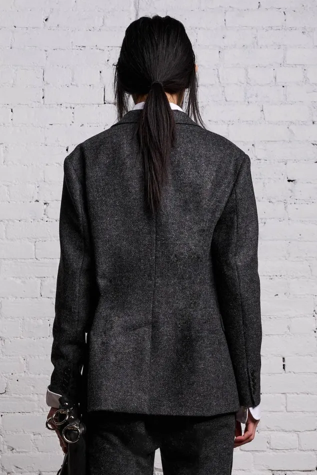 SHRUNKEN BLAZER 8211 CHARCOAL AND SATIN Women R13 Jackets and Coats