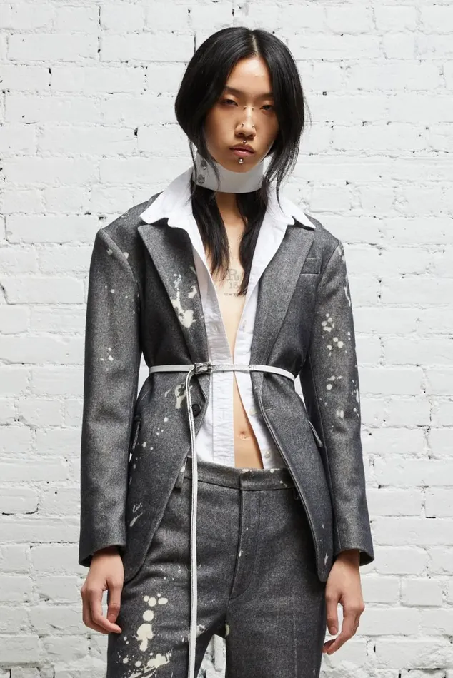 SHRUNKEN BLAZER 8211 GREY PAINT SPLATTER Women R13 Jackets and Coats