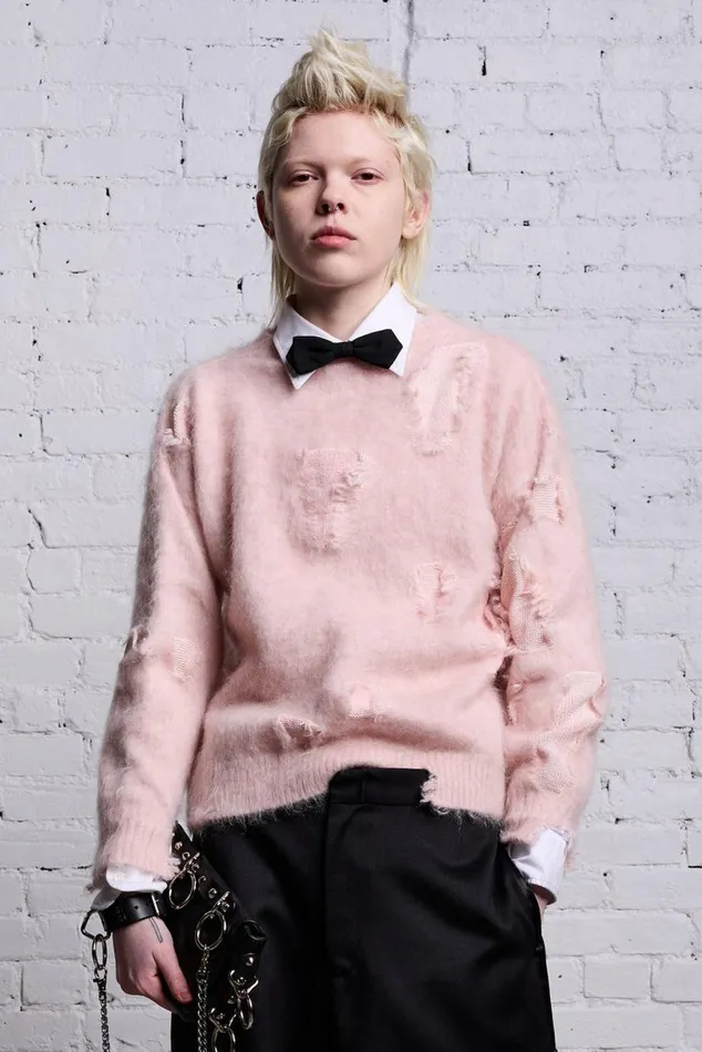 SHRUNKEN DECONSTRUCTED CREWNECK 8211 LIGHT PINK Women R13 Sweaters