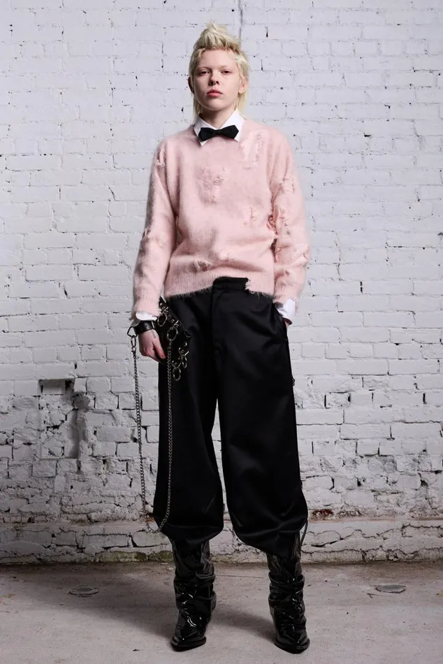 SHRUNKEN DECONSTRUCTED CREWNECK 8211 LIGHT PINK Women R13 Sweaters