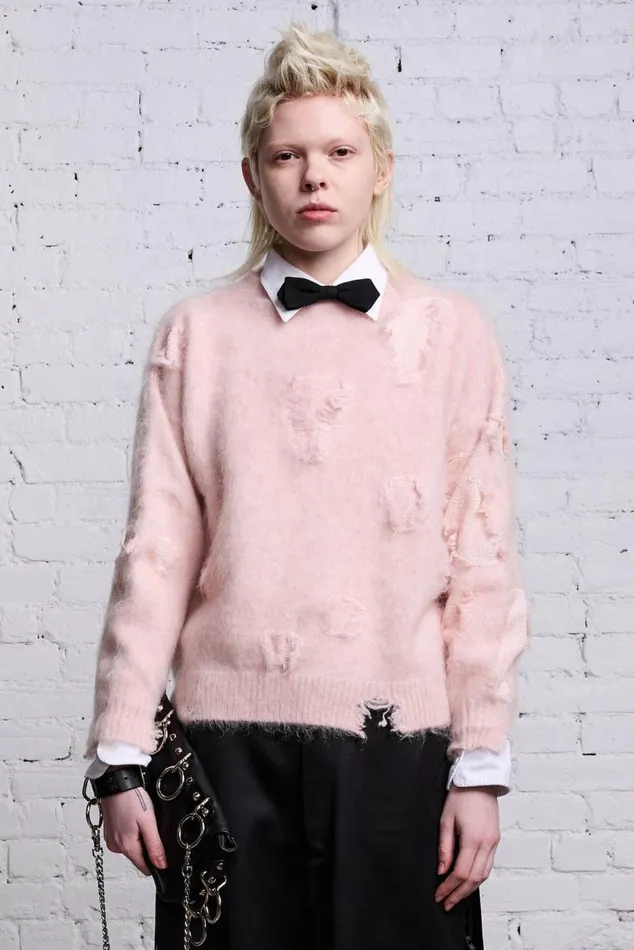 SHRUNKEN DECONSTRUCTED CREWNECK 8211 LIGHT PINK Women R13 Sweaters