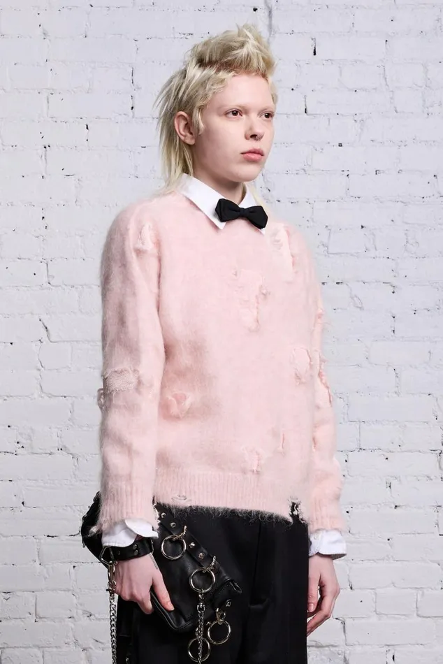 SHRUNKEN DECONSTRUCTED CREWNECK 8211 LIGHT PINK Women R13 Sweaters