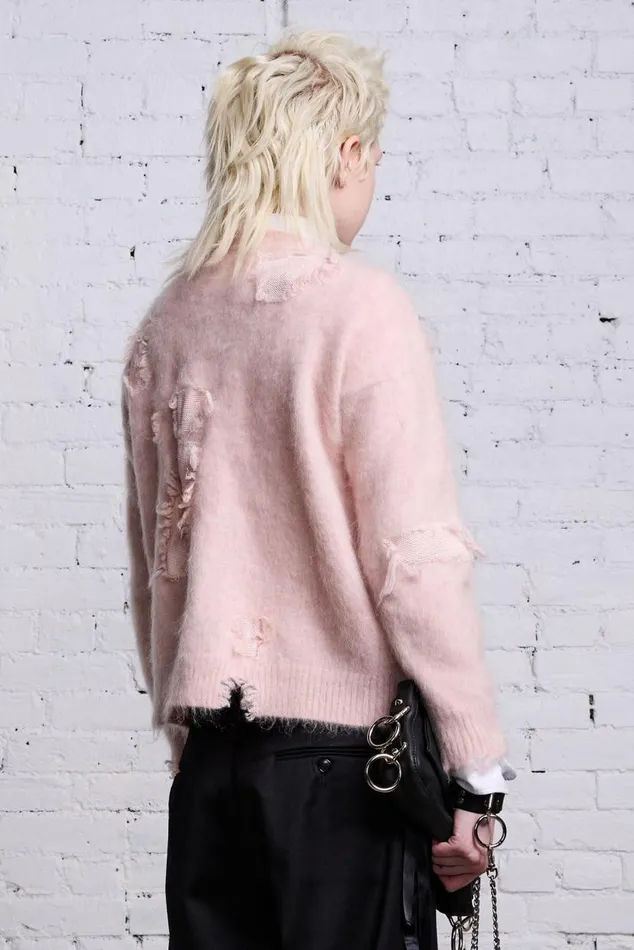 SHRUNKEN DECONSTRUCTED CREWNECK 8211 LIGHT PINK Women R13 Sweaters