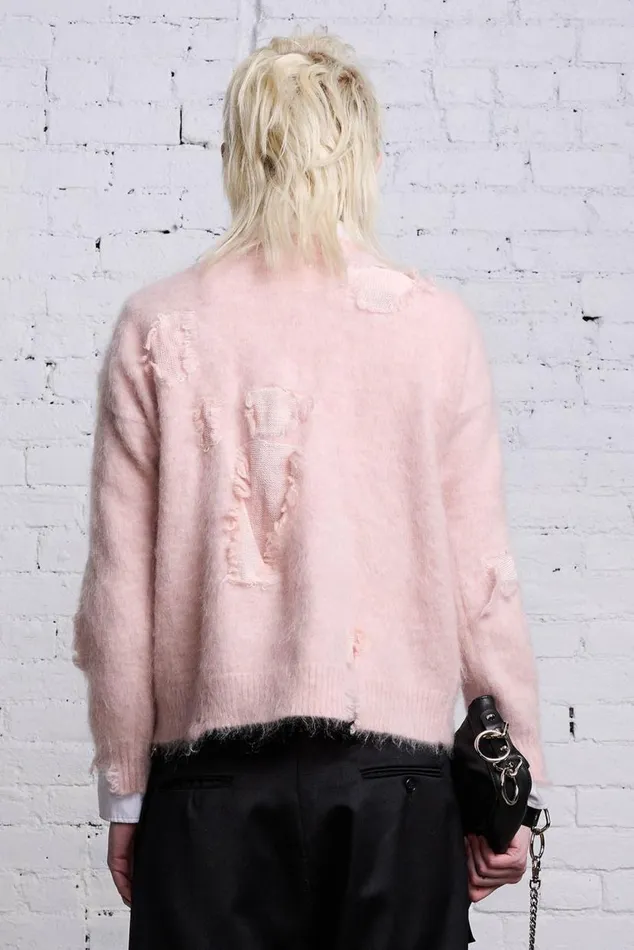 SHRUNKEN DECONSTRUCTED CREWNECK 8211 LIGHT PINK Women R13 Sweaters