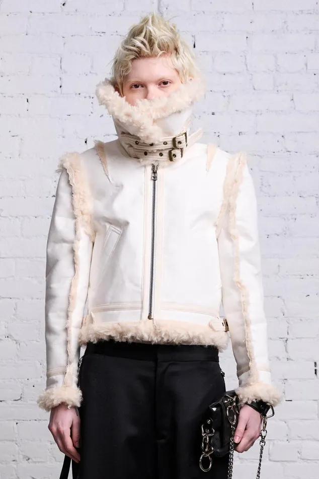 SHRUNKEN FLAT SLEEVE AVIATOR 8211 WHITE Women R13 Jackets and Coats