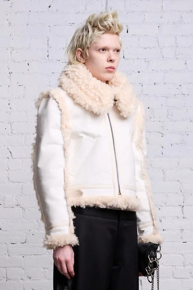 SHRUNKEN FLAT SLEEVE AVIATOR 8211 WHITE Women R13 Jackets and Coats