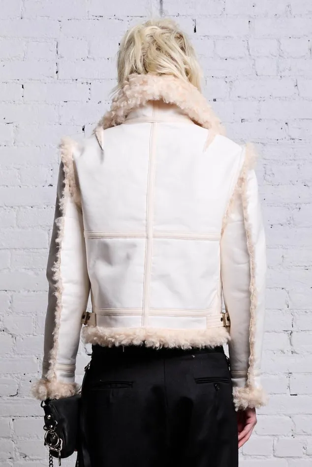 SHRUNKEN FLAT SLEEVE AVIATOR 8211 WHITE Women R13 Jackets and Coats