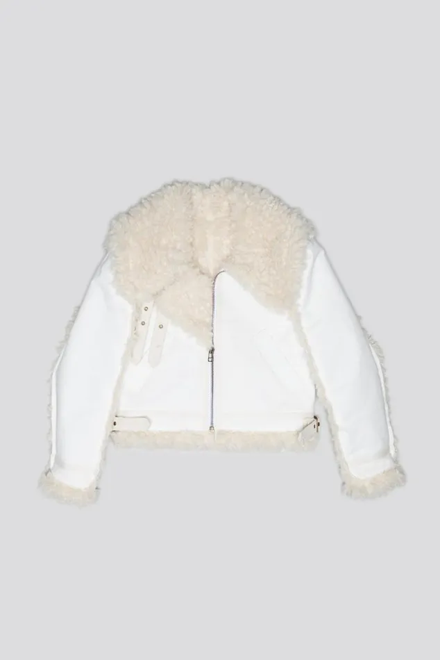 SHRUNKEN FLAT SLEEVE AVIATOR 8211 WHITE Women R13 Jackets and Coats
