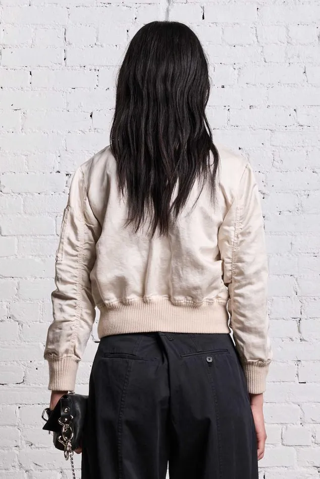 SHRUNKEN FLIGHT BOMBER 8211 OYSTER Women R13 Jackets and Coats