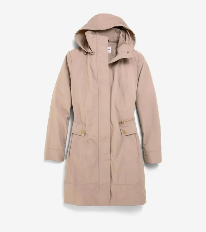 Signature Packable Hooded Rain Jacket Champagne Women Cole Haan Rain Jackets