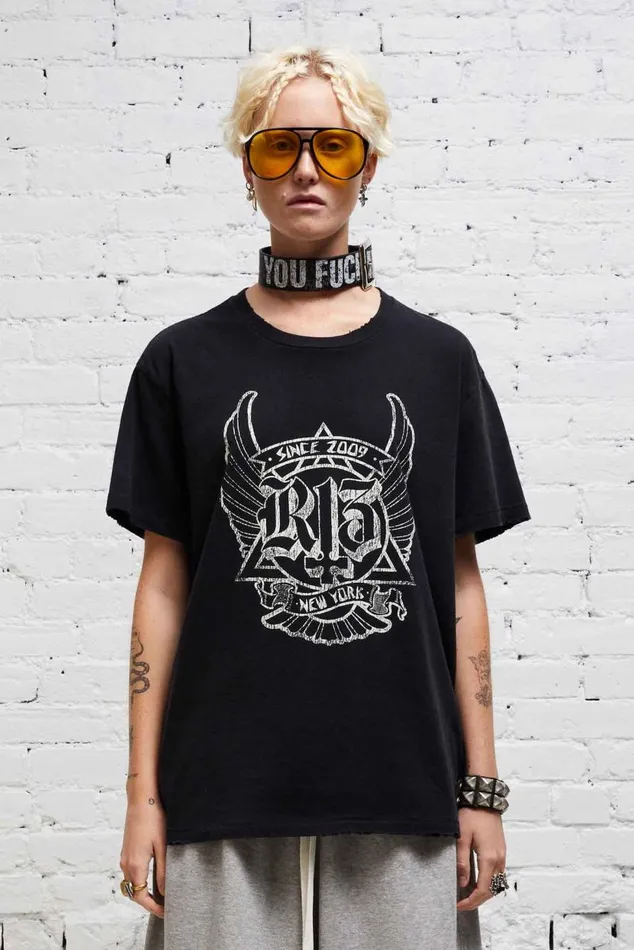 SKATE BOY T 8211 BLACK Women R13 Tops