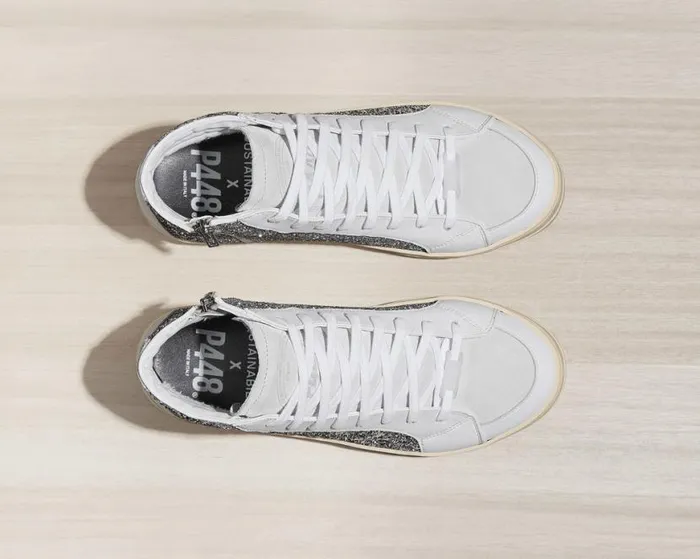 Skate Recycled WhiteSilver Women P448 High Tops Skate Recycled WhiteSilver Women P448 High Tops