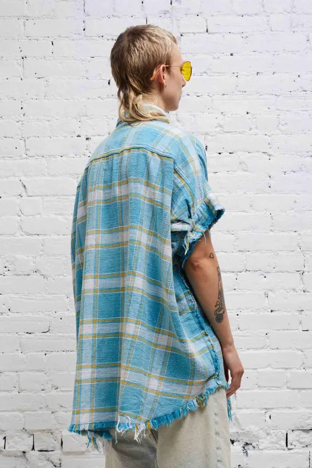 SLEEVELESS BOXY BUTTONUP 8211 LIGHT BLUE PLAID Women R13 Tops