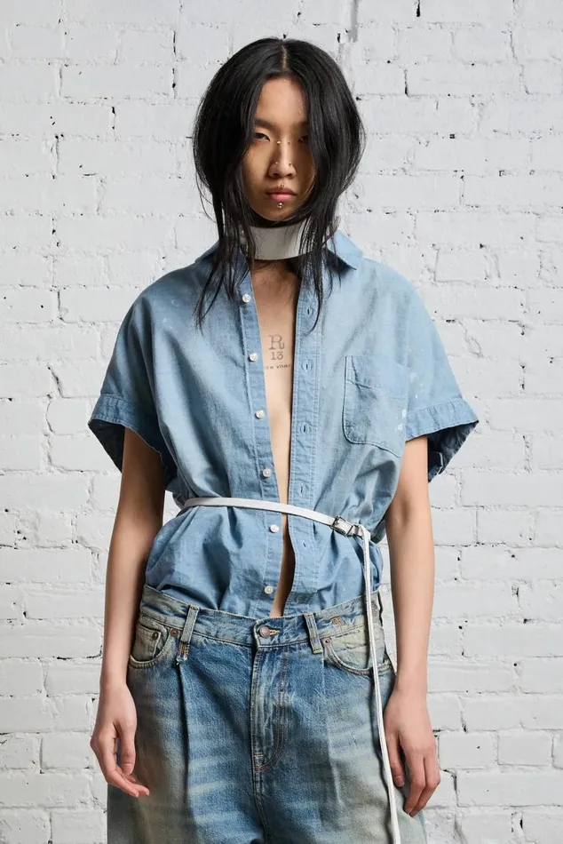 SLEEVELESS BUTTONUP 8211 BLUE CHAMBRAY Women R13 Tops