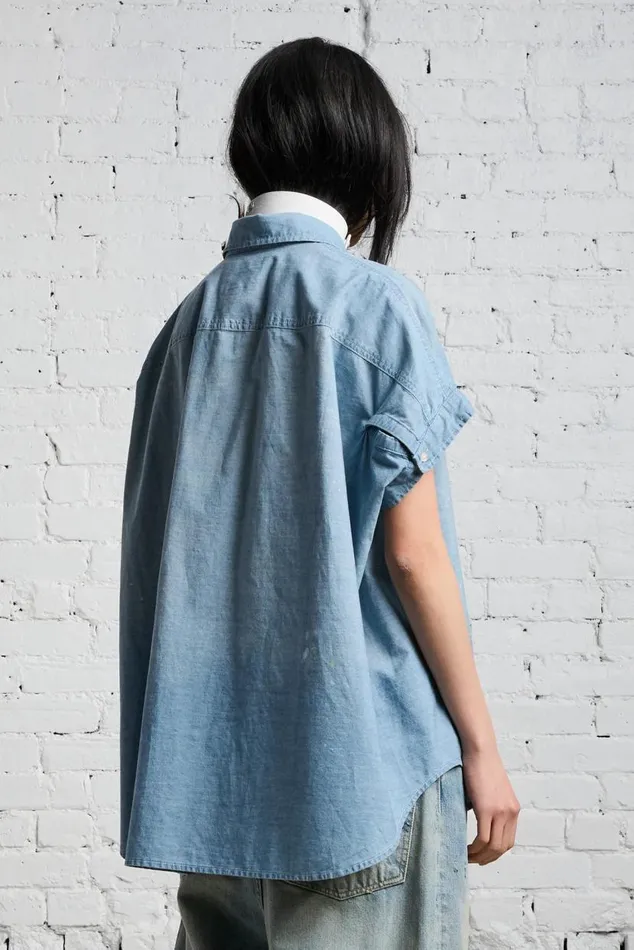 SLEEVELESS BUTTONUP 8211 BLUE CHAMBRAY Women R13 Tops