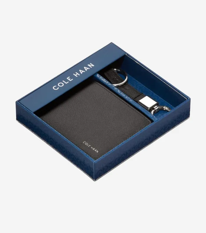Slimfold Wallet With Valet Key Ring Black Men Cole Haan Wallets