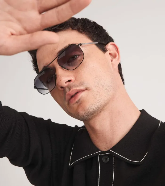 Square Navigator Sunglasses Black MenWomen Cole Haan Sunglasses