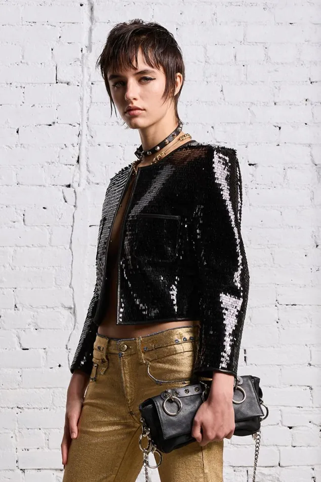 SQUARE SHOULDER SEQUIN JACKET 8211 BLACK Women R13 Jackets and Coats