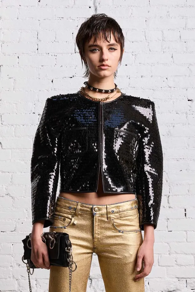 SQUARE SHOULDER SEQUIN JACKET 8211 BLACK Women R13 Jackets and Coats