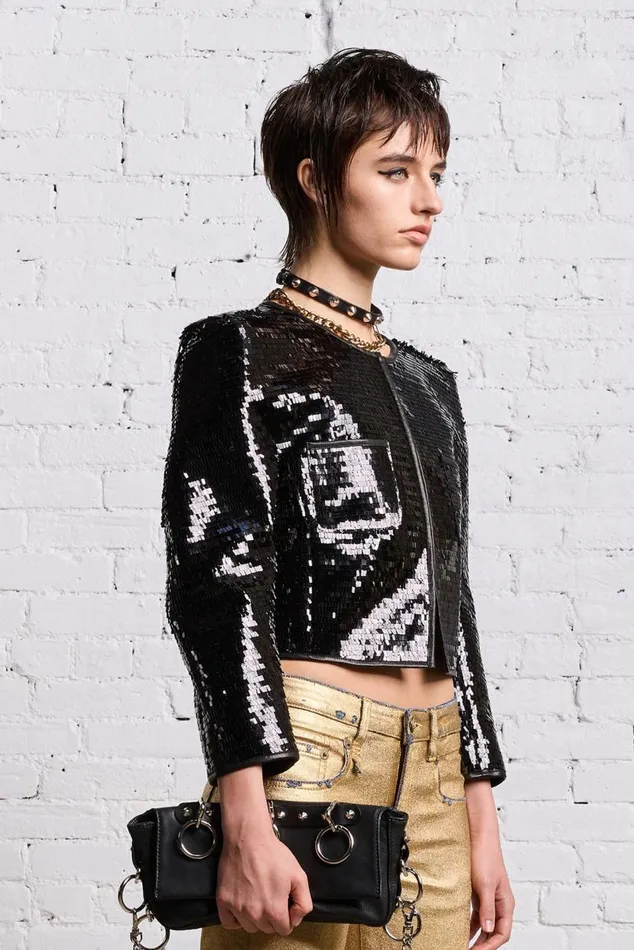SQUARE SHOULDER SEQUIN JACKET 8211 BLACK Women R13 Jackets and Coats