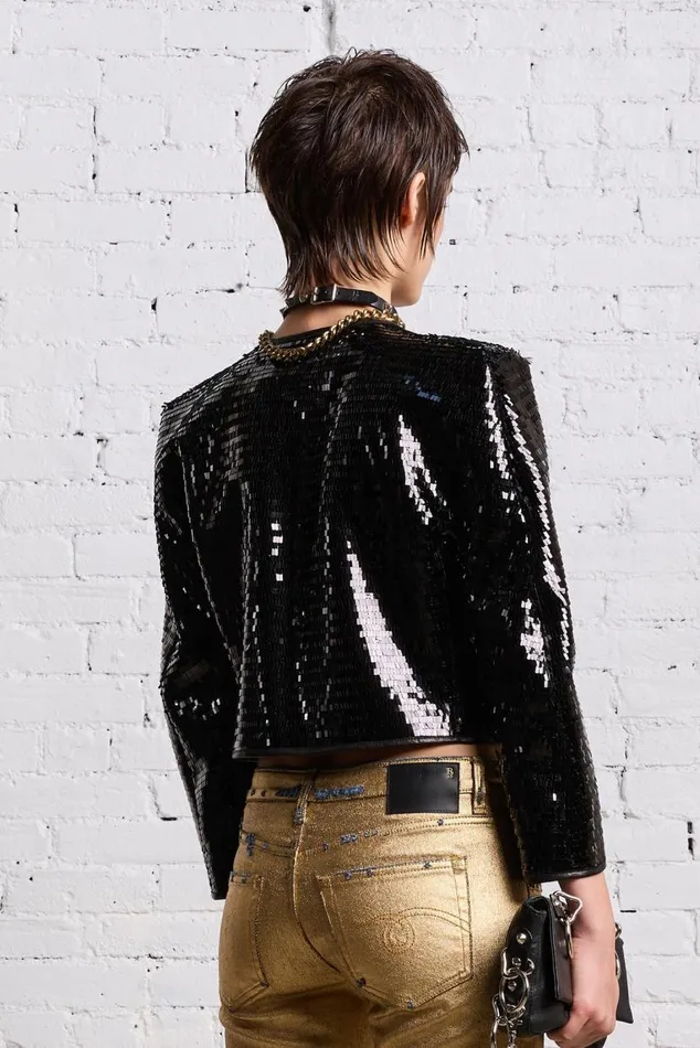 SQUARE SHOULDER SEQUIN JACKET 8211 BLACK Women R13 Jackets and Coats