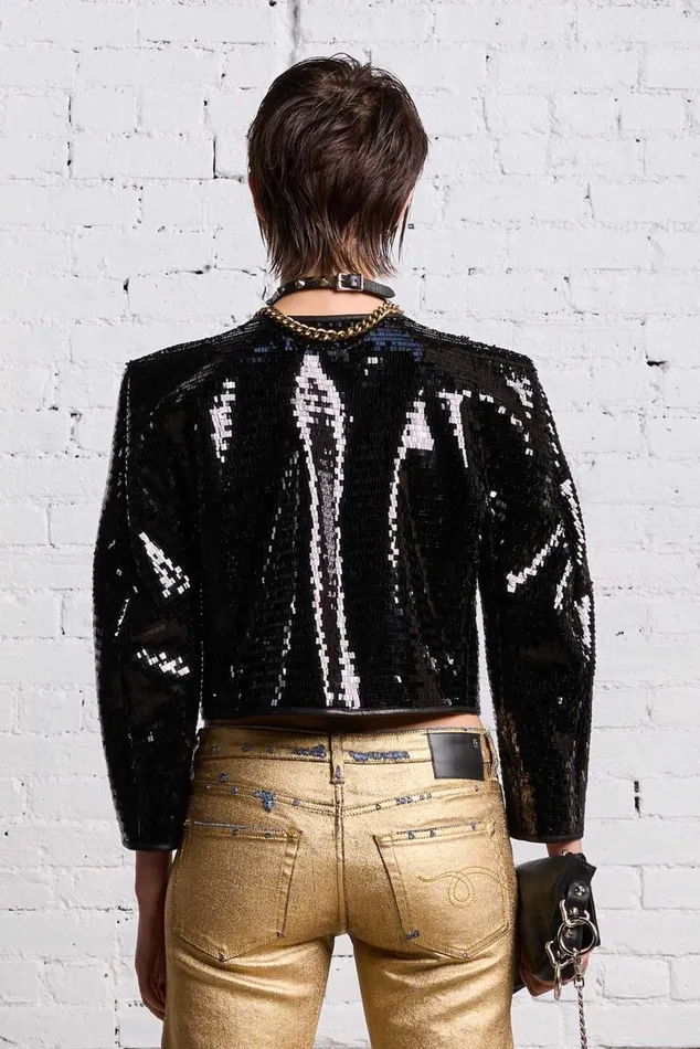 SQUARE SHOULDER SEQUIN JACKET 8211 BLACK Women R13 Jackets and Coats