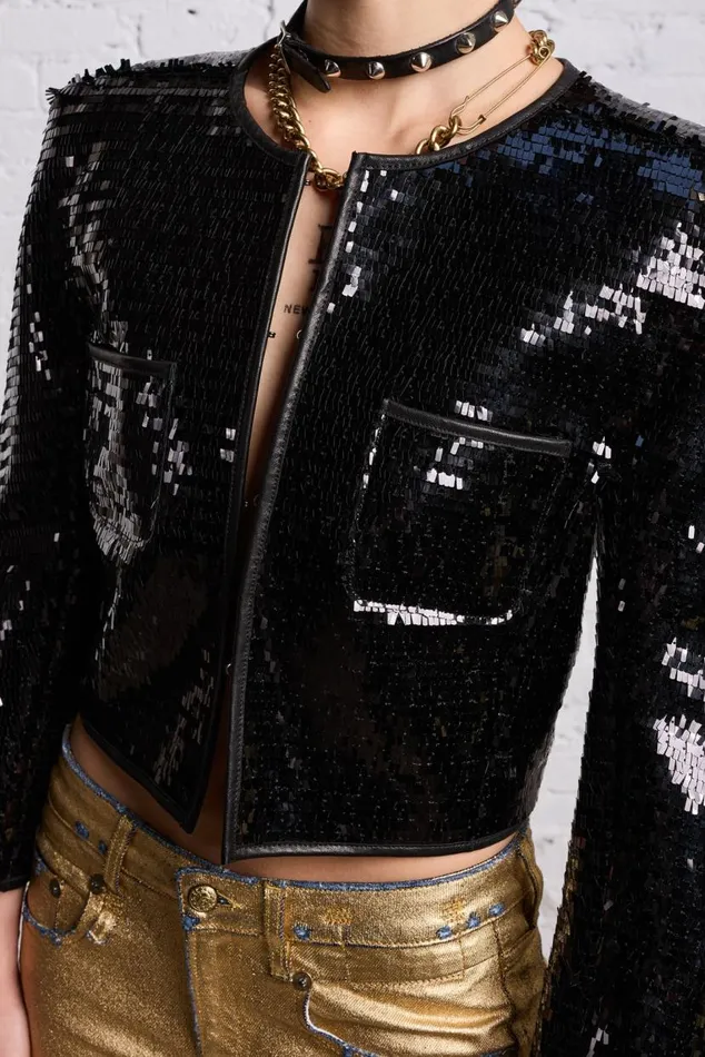 SQUARE SHOULDER SEQUIN JACKET 8211 BLACK Women R13 Jackets and Coats