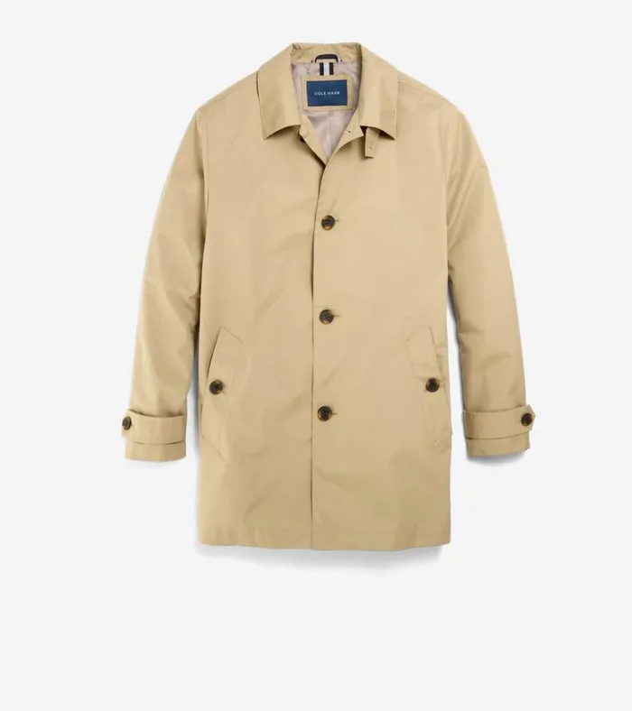 Stand Collar Rain Jacket Khaki Men Cole Haan Rain Jackets