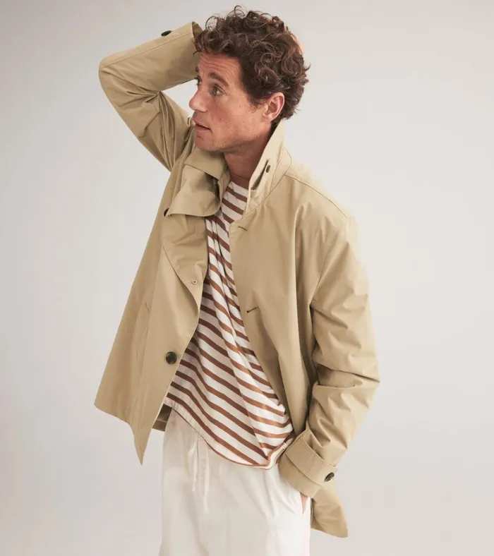 Stand Collar Rain Jacket Khaki Men Cole Haan Rain Jackets
