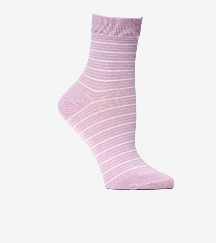 Stripe Short Crew Socks Mauve Women Cole Haan Socks
