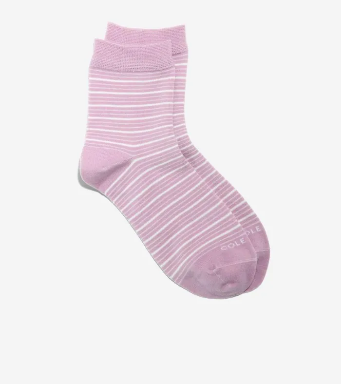 Stripe Short Crew Socks Mauve Women Cole Haan Socks