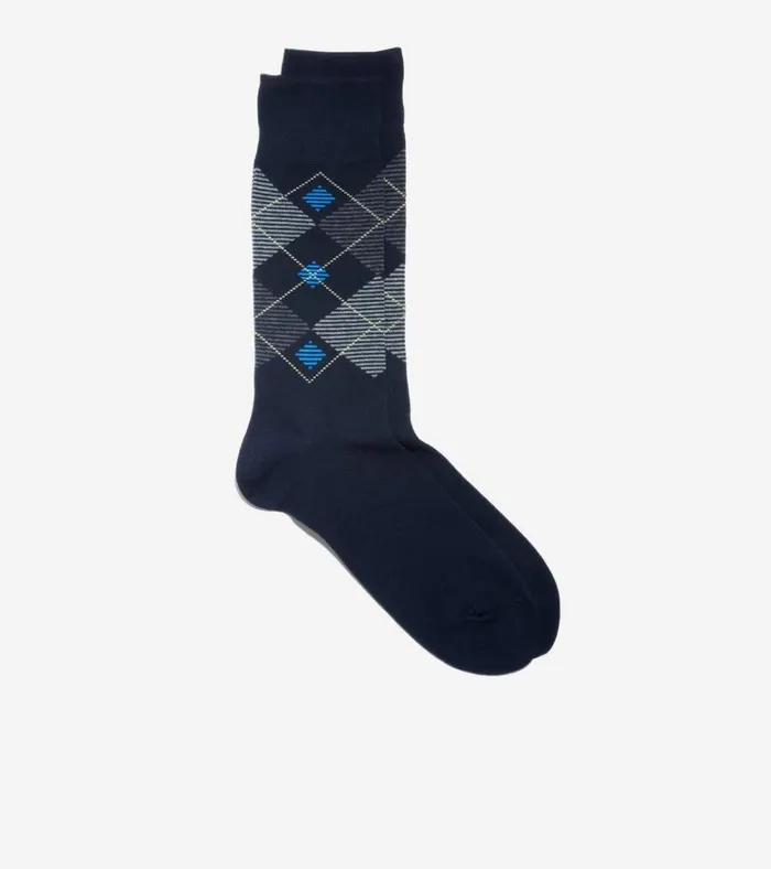 Striped Diamond Dress Crew Socks Navy Men Cole Haan Socks