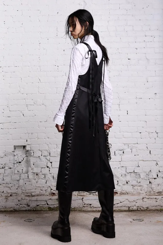 TAPE TIE GRUNGE SLIP 8211 BLACK AND SATIN Women R13 Dresses and Skirts