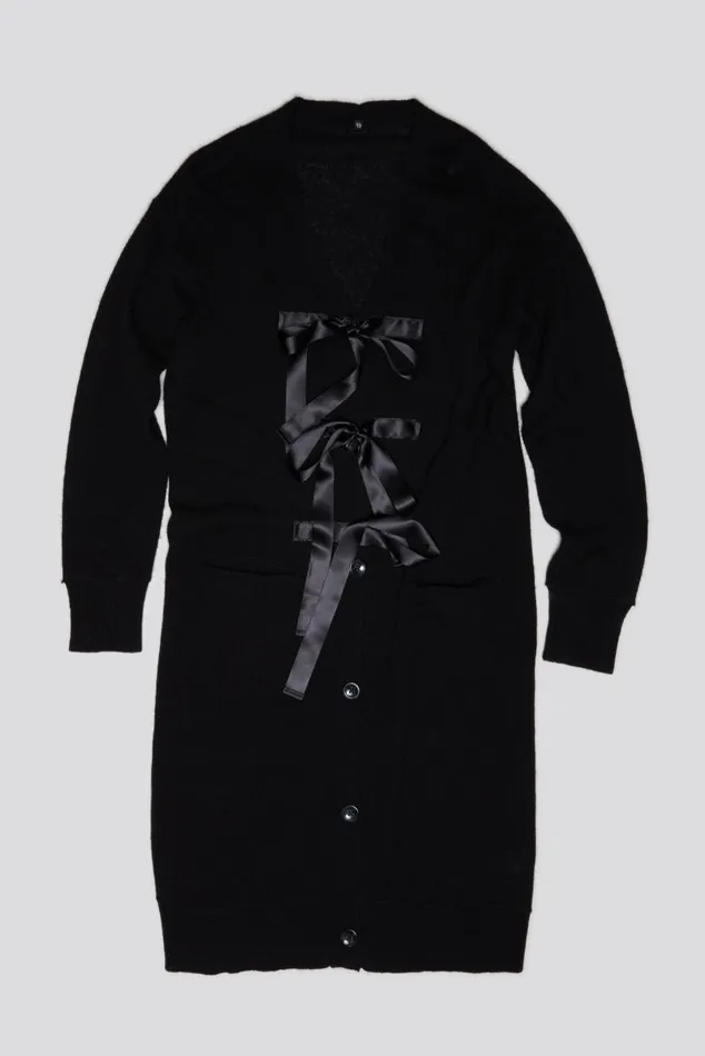 TAPE TIE LONG CARDIGAN 8211 BLACK AND SATIN Women R13 Sweaters TAPE TIE LONG CARDIGAN 8211 BLACK AND SATIN Women R13 Sweaters