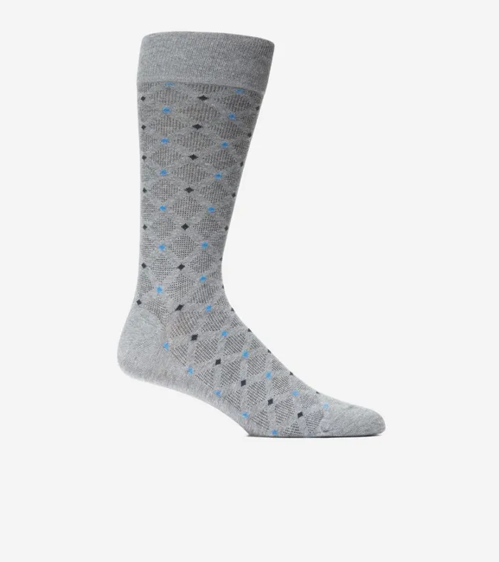 Textured Diamond Dress Crew Socks Medium Gray Heather Men Cole Haan Socks