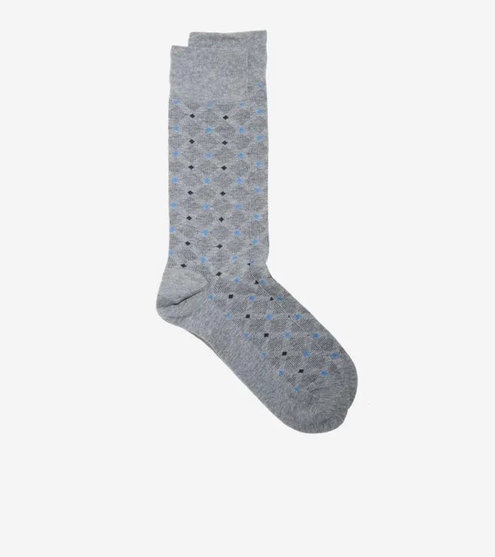 Textured Diamond Dress Crew Socks Medium Gray Heather Men Cole Haan Socks