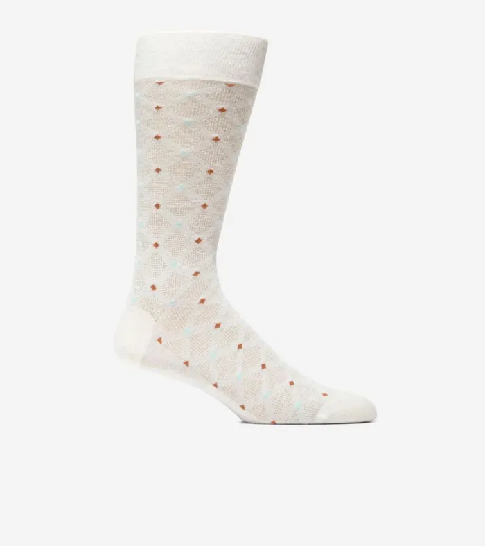 Textured Diamond Dress Crew Socks Oatmeal Heather Men Cole Haan Socks