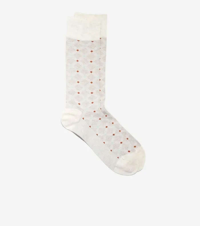 Textured Diamond Dress Crew Socks Oatmeal Heather Men Cole Haan Socks