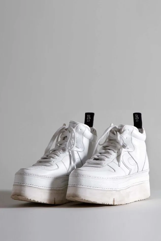 THE RIOT LEATHER HIGH TOP 8211 WHITE LEATHER Women R13 Shoes