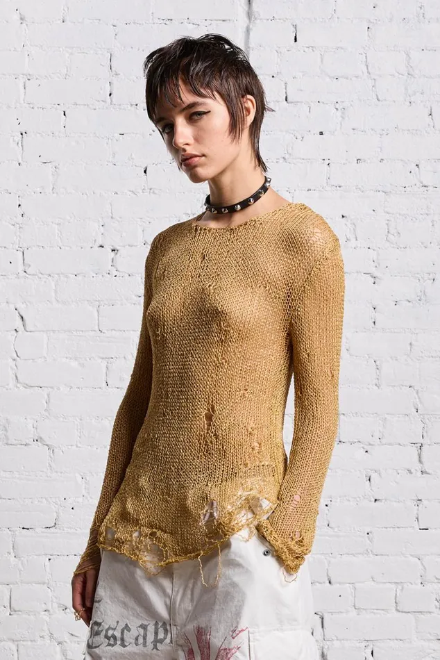 THREADBARE CREWNECK 8211 GOLD Women R13 Sweaters
