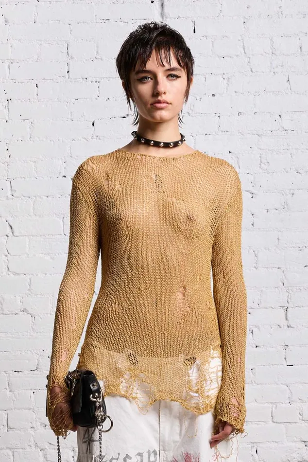 THREADBARE CREWNECK 8211 GOLD Women R13 Sweaters
