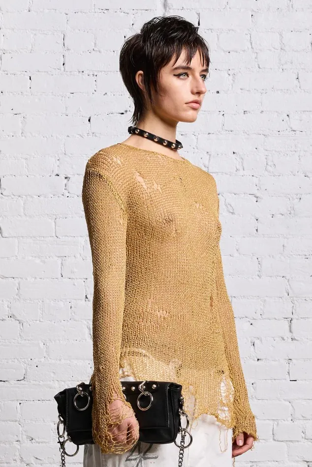 THREADBARE CREWNECK 8211 GOLD Women R13 Sweaters