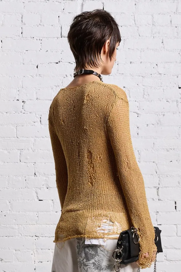THREADBARE CREWNECK 8211 GOLD Women R13 Sweaters