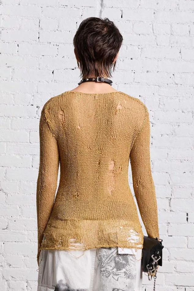 THREADBARE CREWNECK 8211 GOLD Women R13 Sweaters
