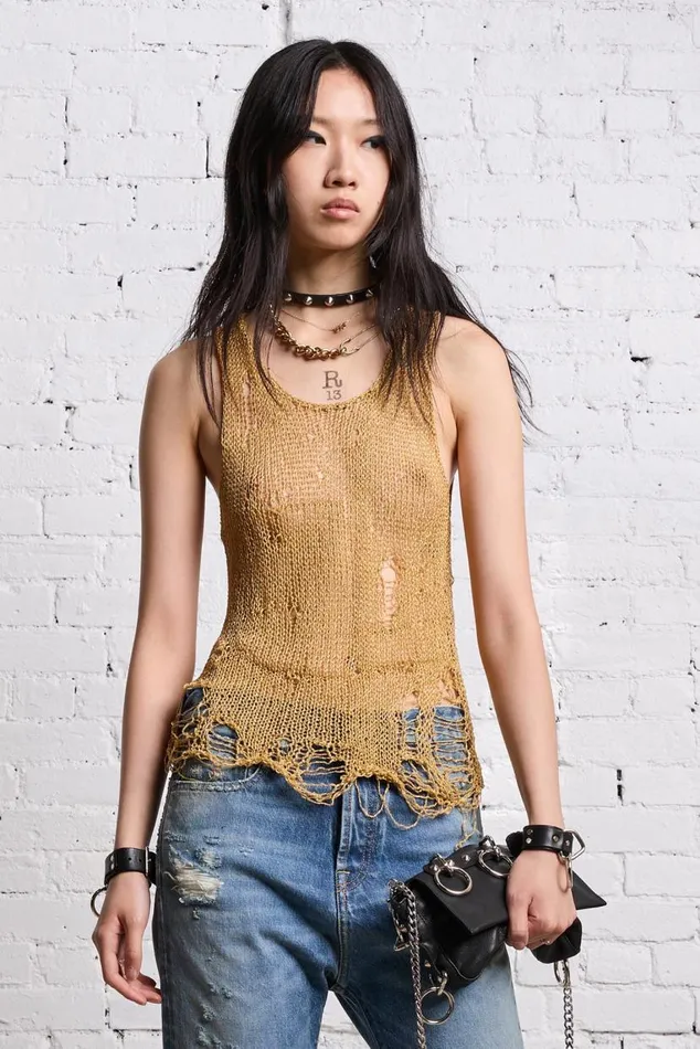 THREADBARE TANK TOP 8211 GOLD Women R13 Sweaters