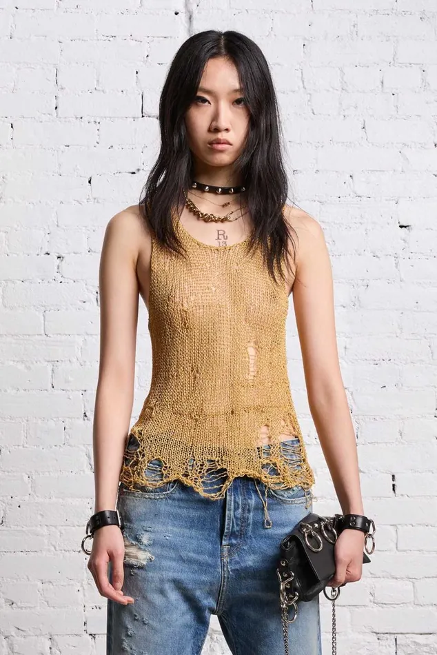 THREADBARE TANK TOP 8211 GOLD Women R13 Sweaters