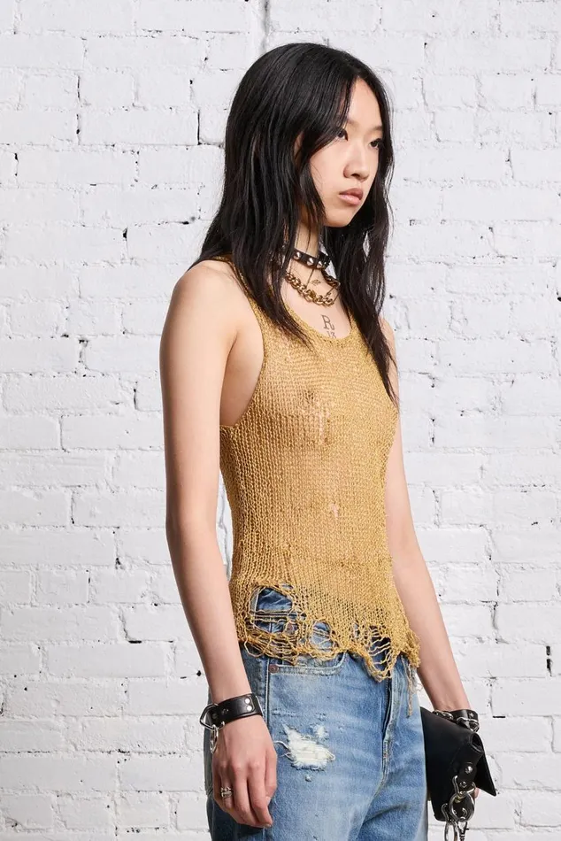 THREADBARE TANK TOP 8211 GOLD Women R13 Sweaters