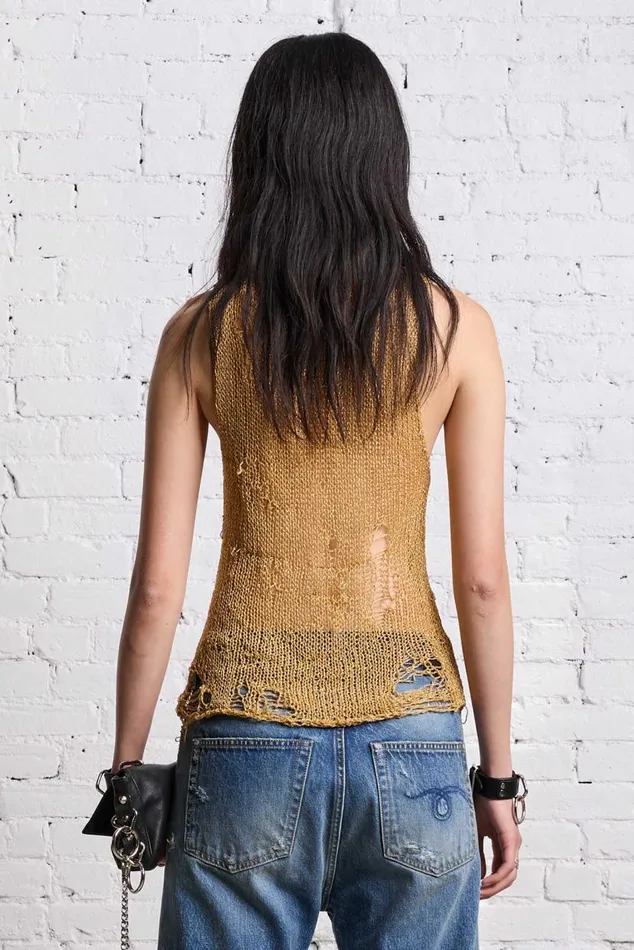 THREADBARE TANK TOP 8211 GOLD Women R13 Sweaters