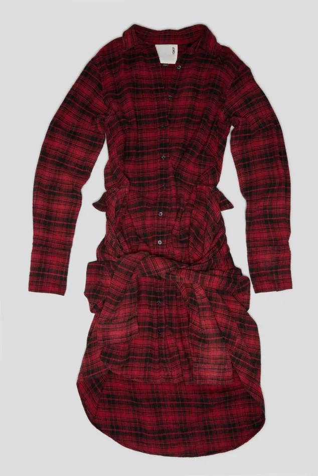TIE SHIRTDRESS 8211 RED AND BLACK Women R13 Dresses and Skirts